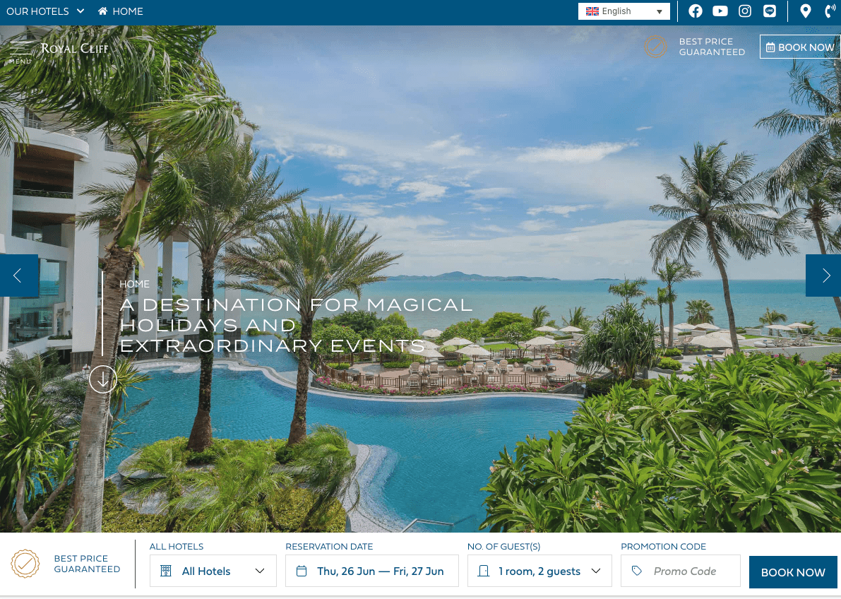 Royal Cliff hotel website